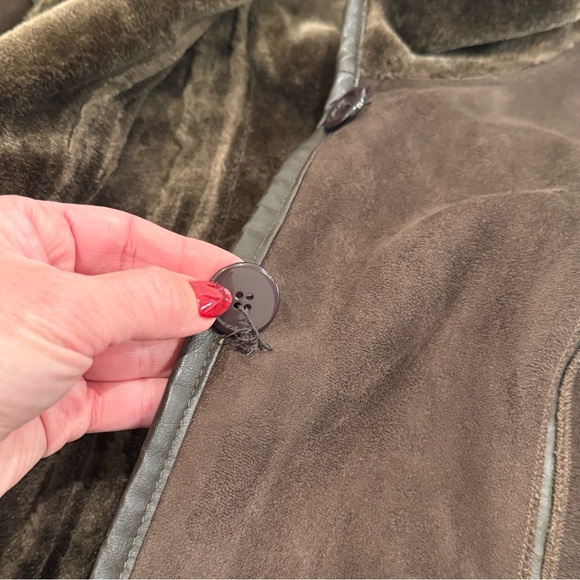 EXCELLED Collection Brown Faux Suede Button Up Long Sleeve Jacket Coat Size‎ XL - Picture 11 of 13